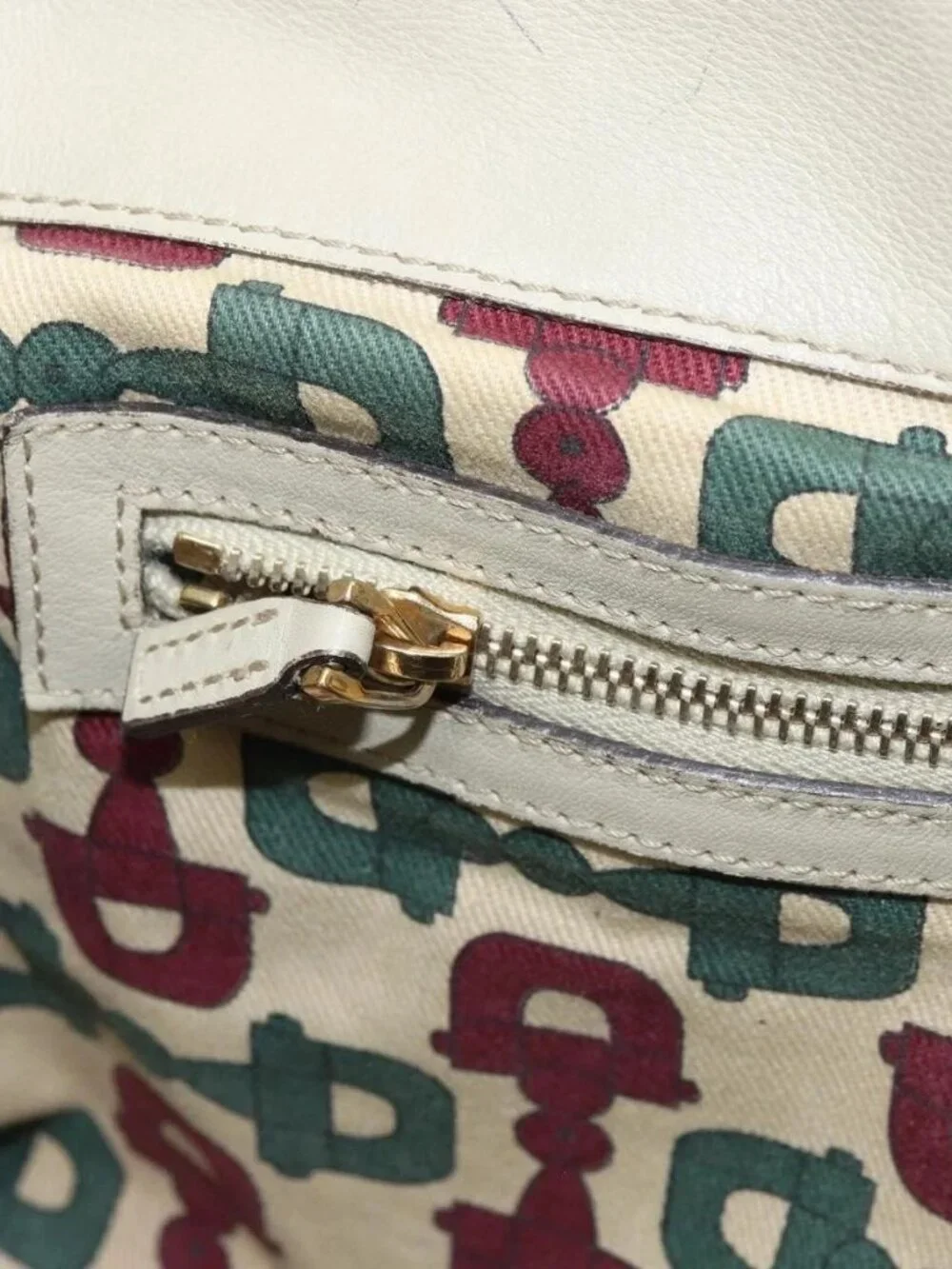 GUCCI GG Canvas Guccissima Histeria Bag Leather Ivory Gold 197020 Auth 159286 - Picture 14 of 16